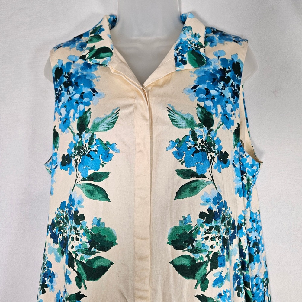 Tuckernuck Shift Dress XL Water's Edge Hydrangea Charlie Sleeveless Coastal Boho - Picture 13 of 16
